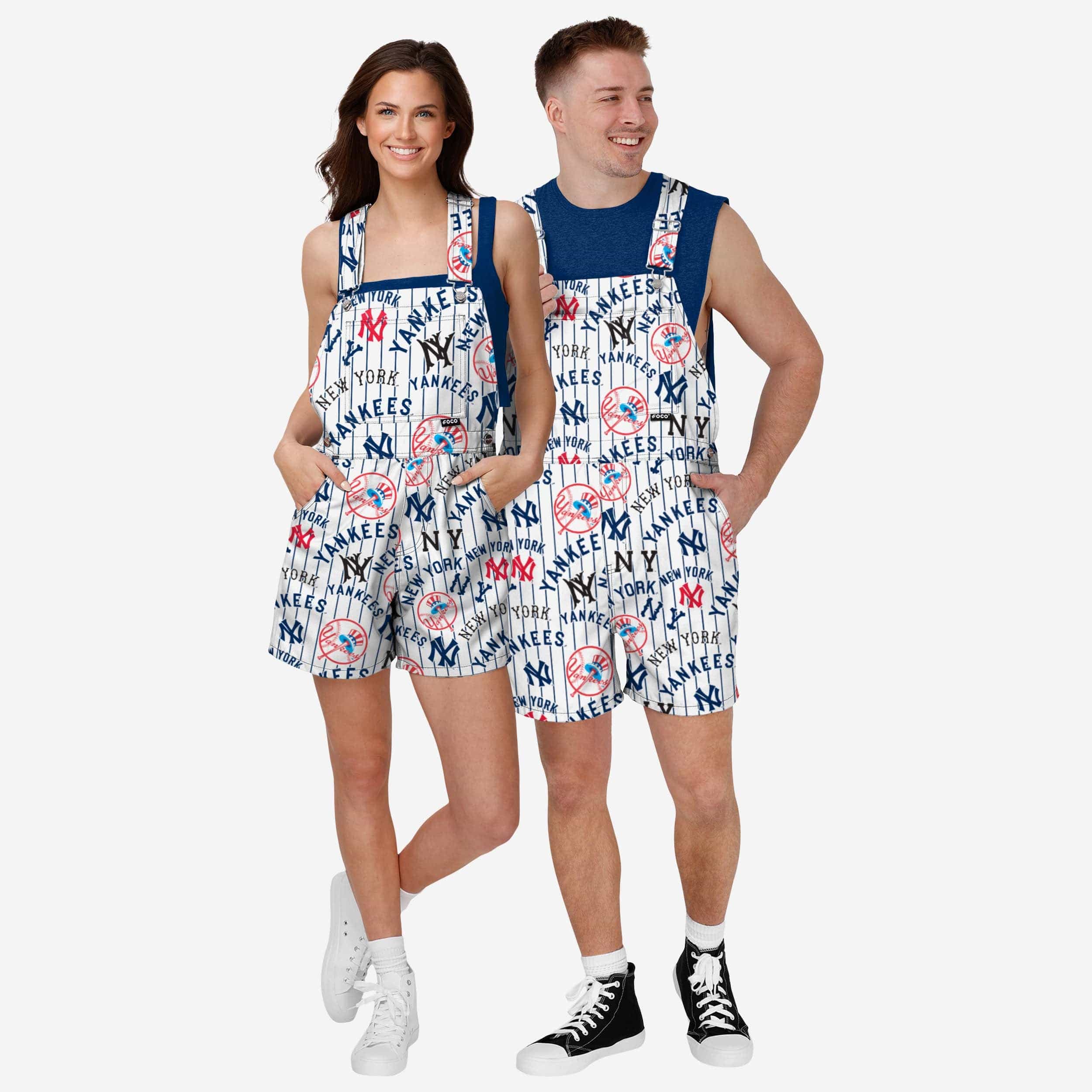New York Yankees Mens Historic Print Bib Shortalls 3 New York Yankees Mens Historic Print Bib Shortalls