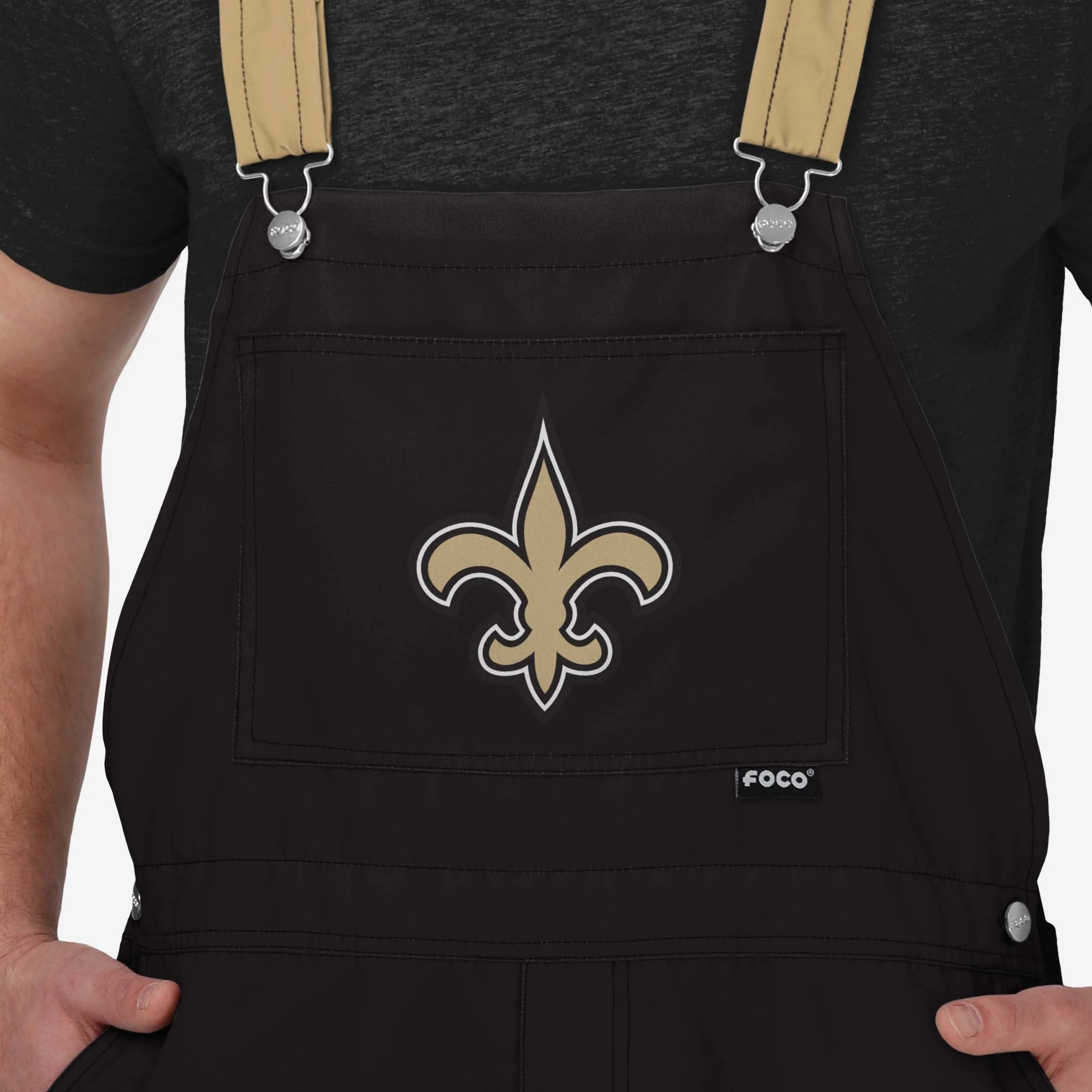 New Orleans Saints Mens Team Stripe Bib Shortalls 3 New Orleans Saints Mens Team Stripe Bib Shortalls