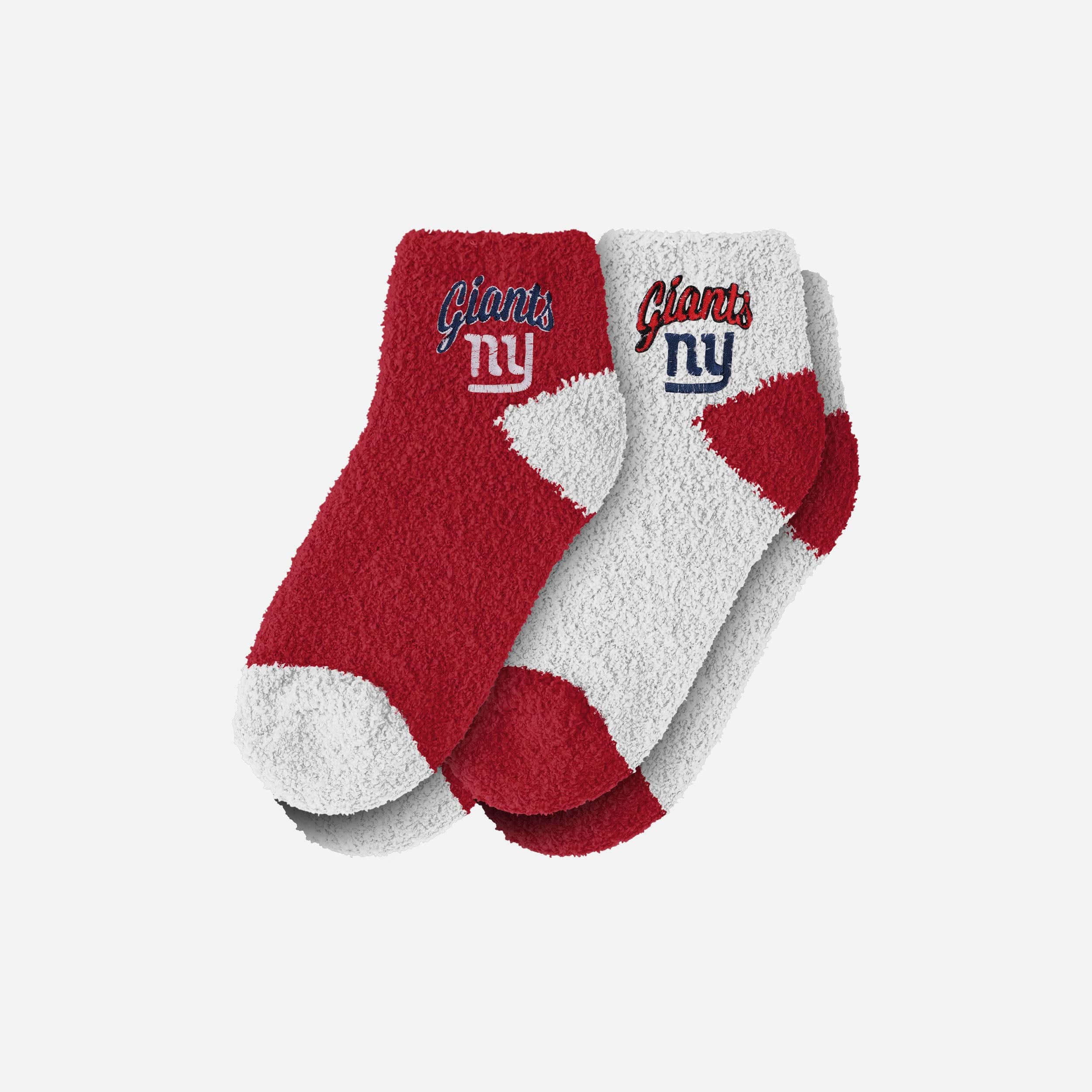 New York Giants 2 Pack Womens Script Logo Fuzzy Ankle Socks