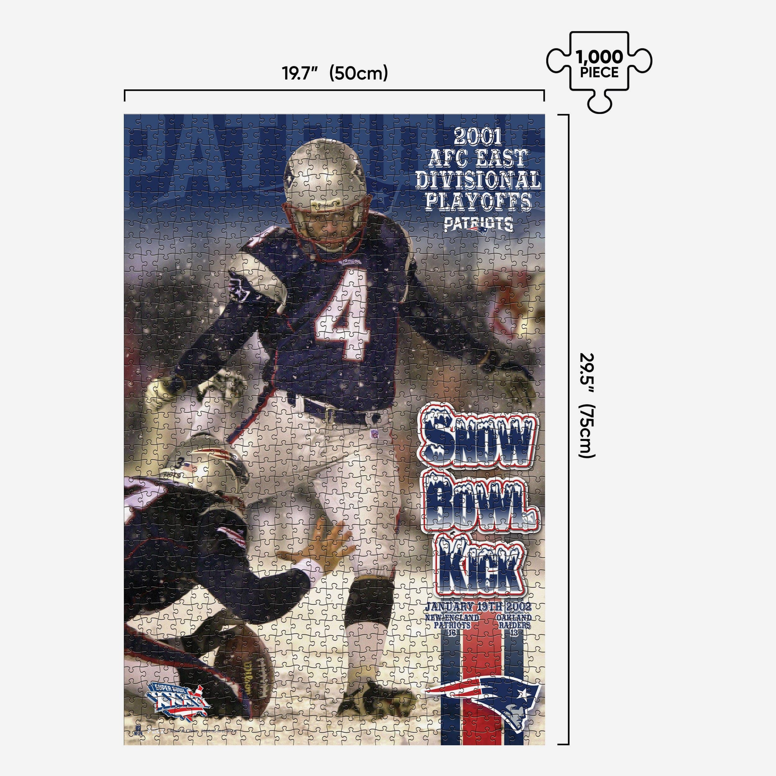 New England Patriots Snow Bowl Kick 1000 Piece Jigsaw Puzzle PZLZ 2 New England Patriots Snow Bowl Kick 1000 Piece Jigsaw Puzzle PZLZ