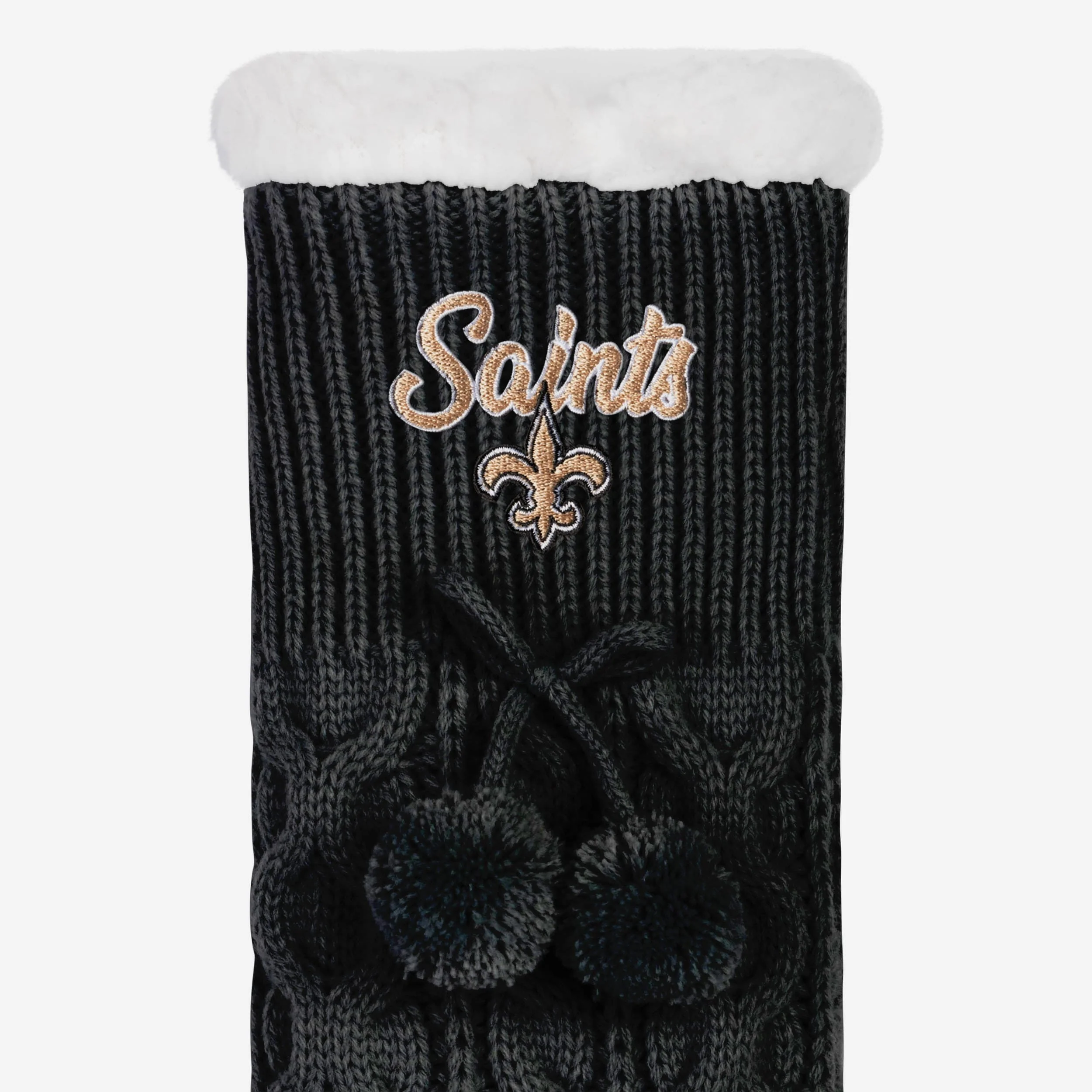 New Orleans Saints Womens Cable Knit Footy Slipper Socks 3 New Orleans Saints Womens Cable Knit Footy Slipper Socks