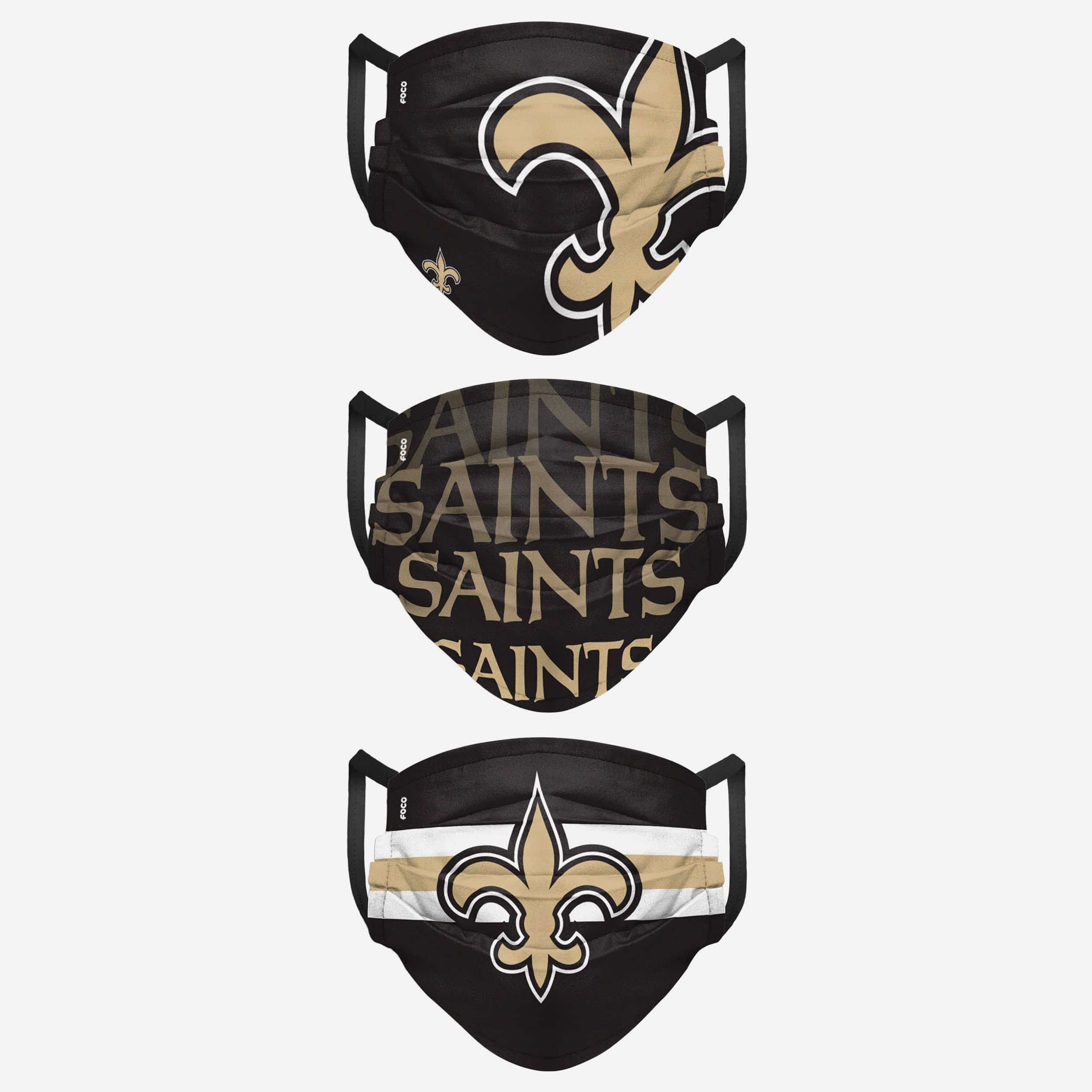 New Orleans Saints Matchday 3 Pack Face Cover 2 New Orleans Saints Matchday 3 Pack Face Cover
