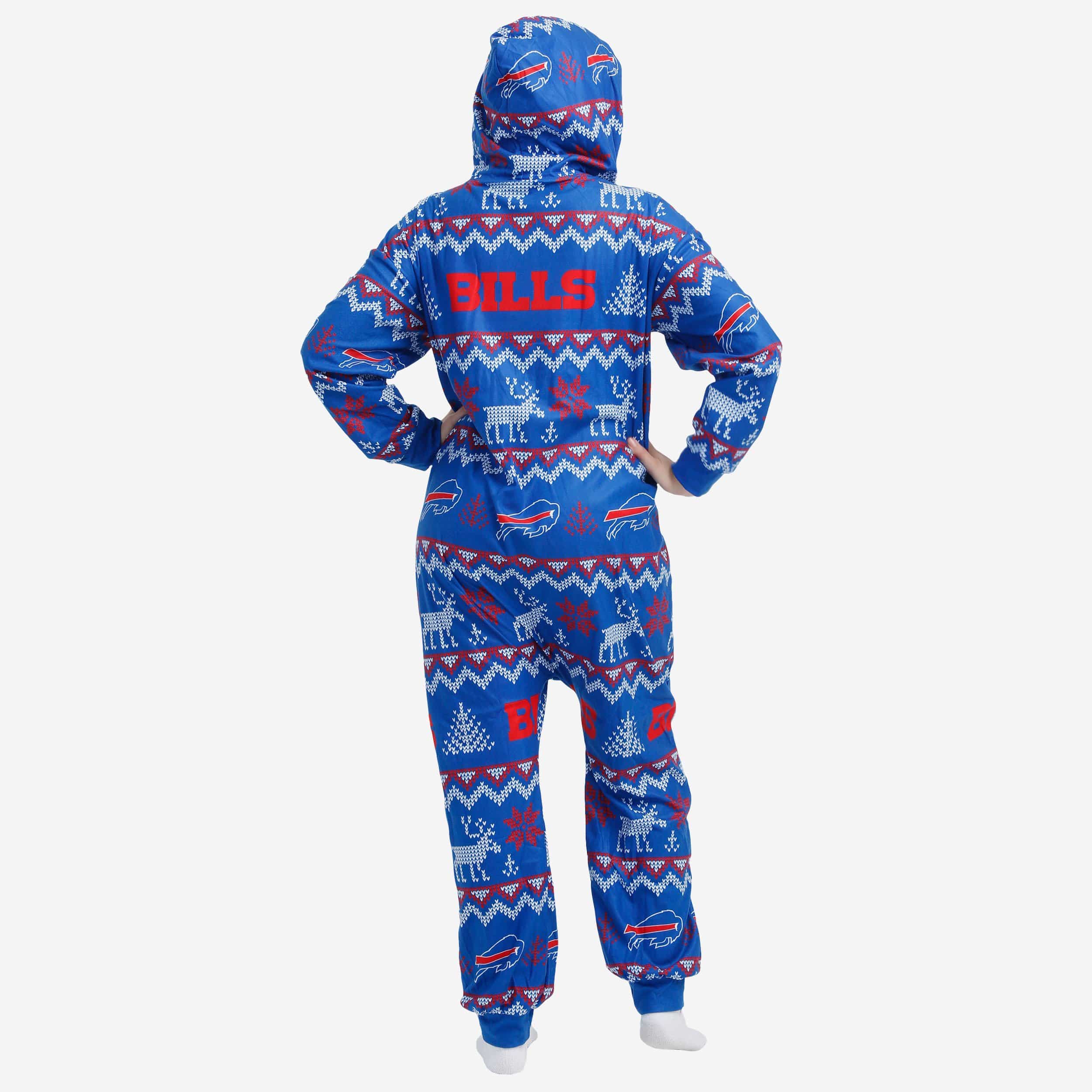 Buffalo Bills Ugly Pattern One Piece Pajamas 2 Buffalo Bills Ugly Pattern One Piece Pajamas