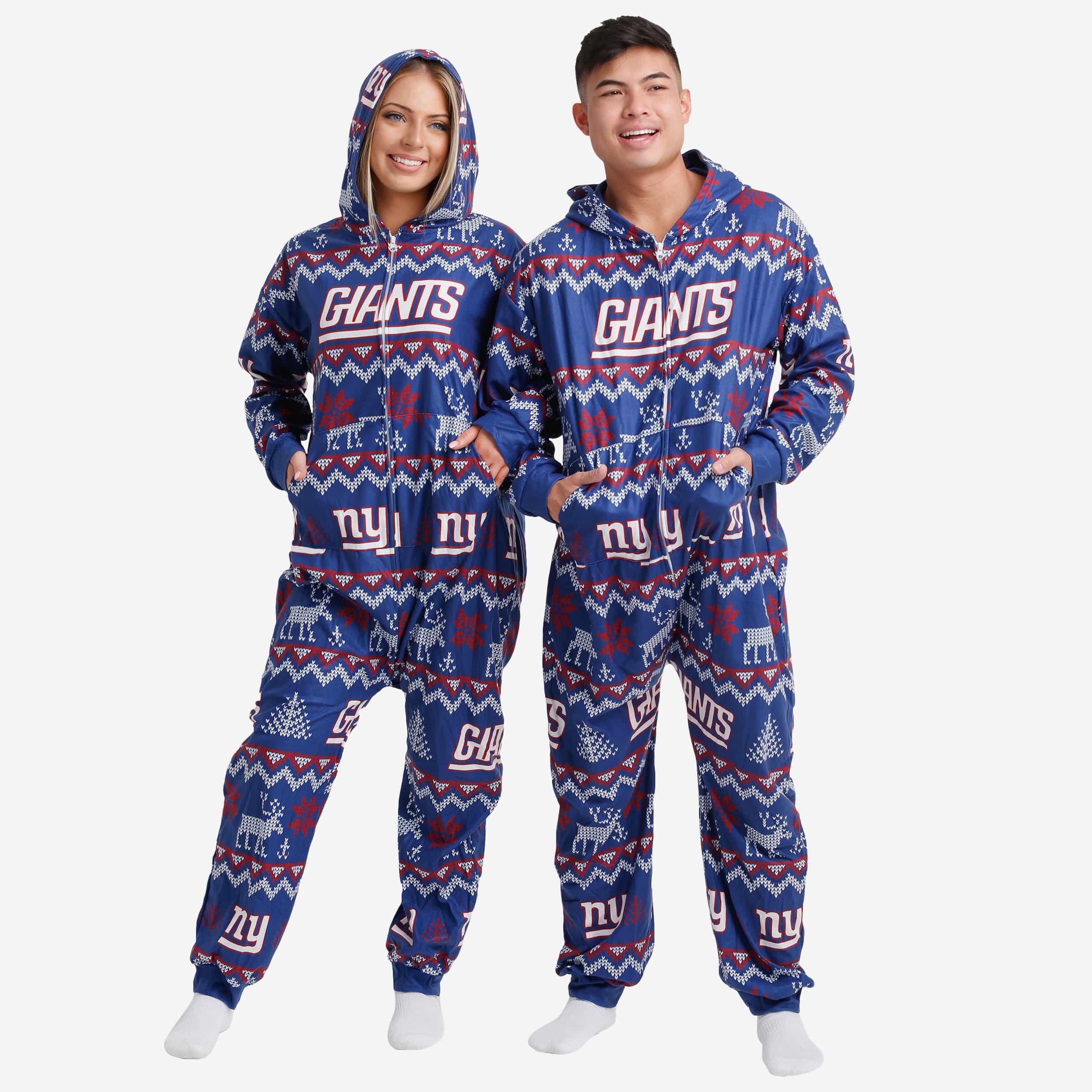 New York Giants Ugly Pattern One Piece Pajamas