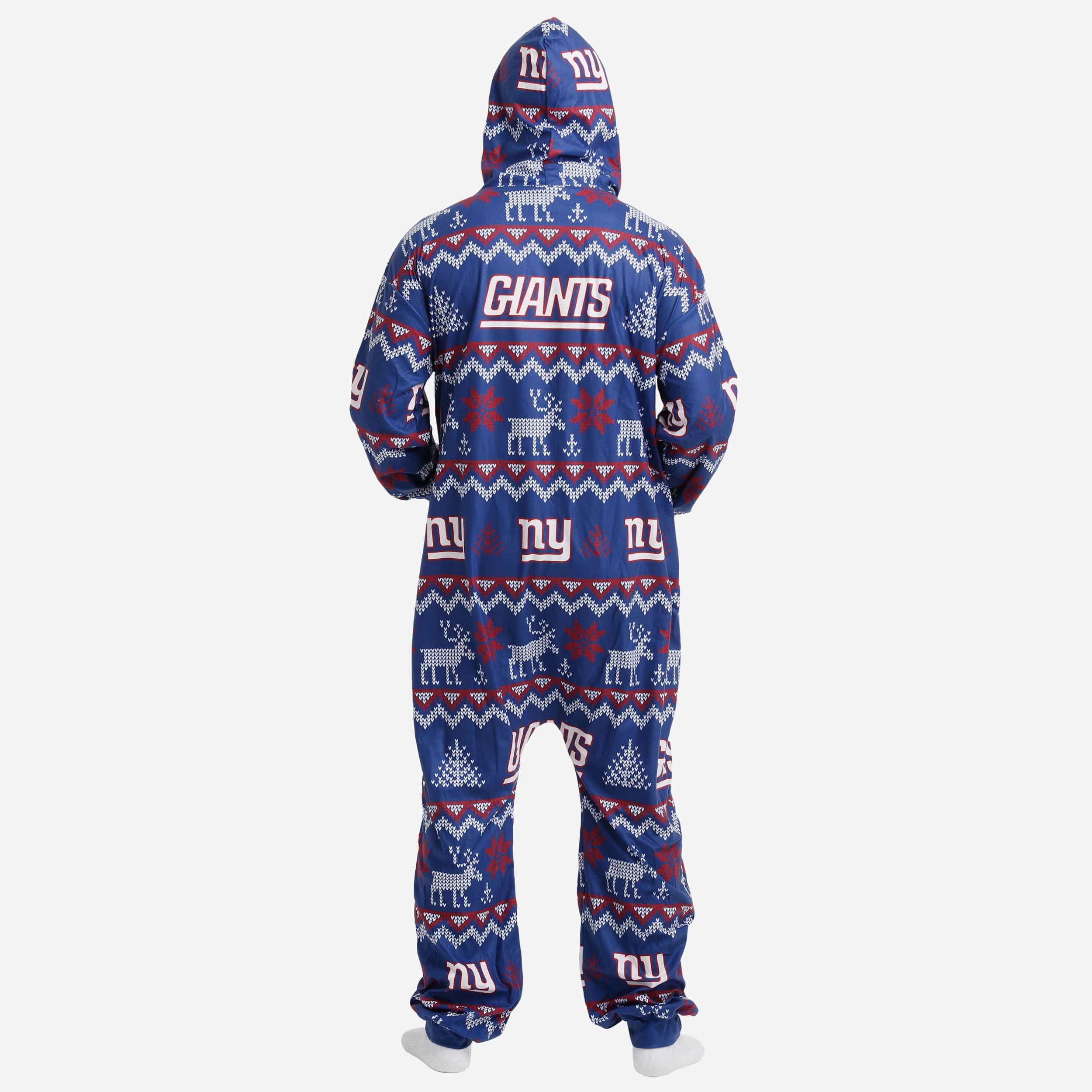 New York Giants Ugly Pattern One Piece Pajamas 2 New York Giants Ugly Pattern One Piece Pajamas