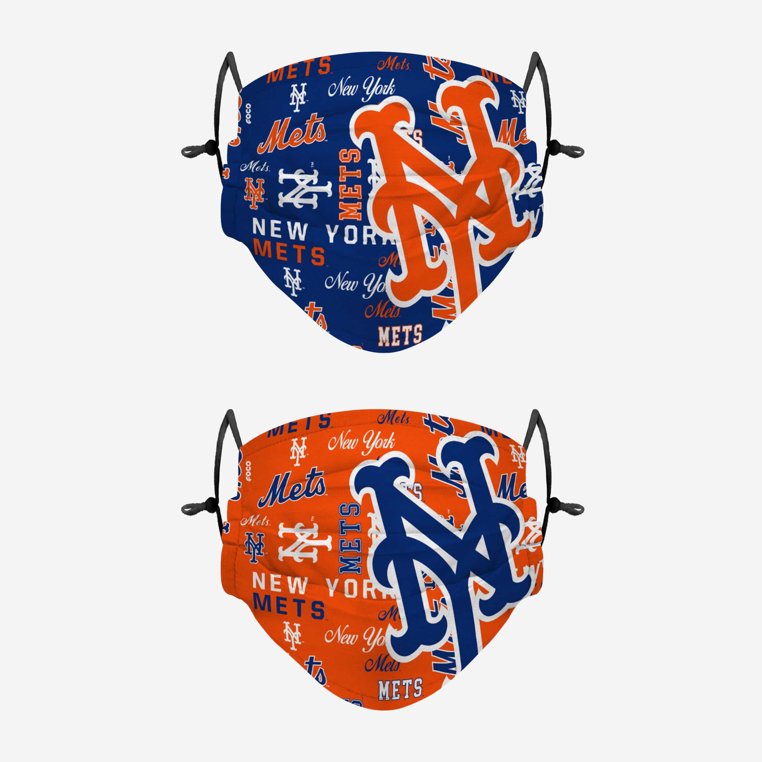New York Mets Logo Rush Adjustable 2 Pack Face Cover