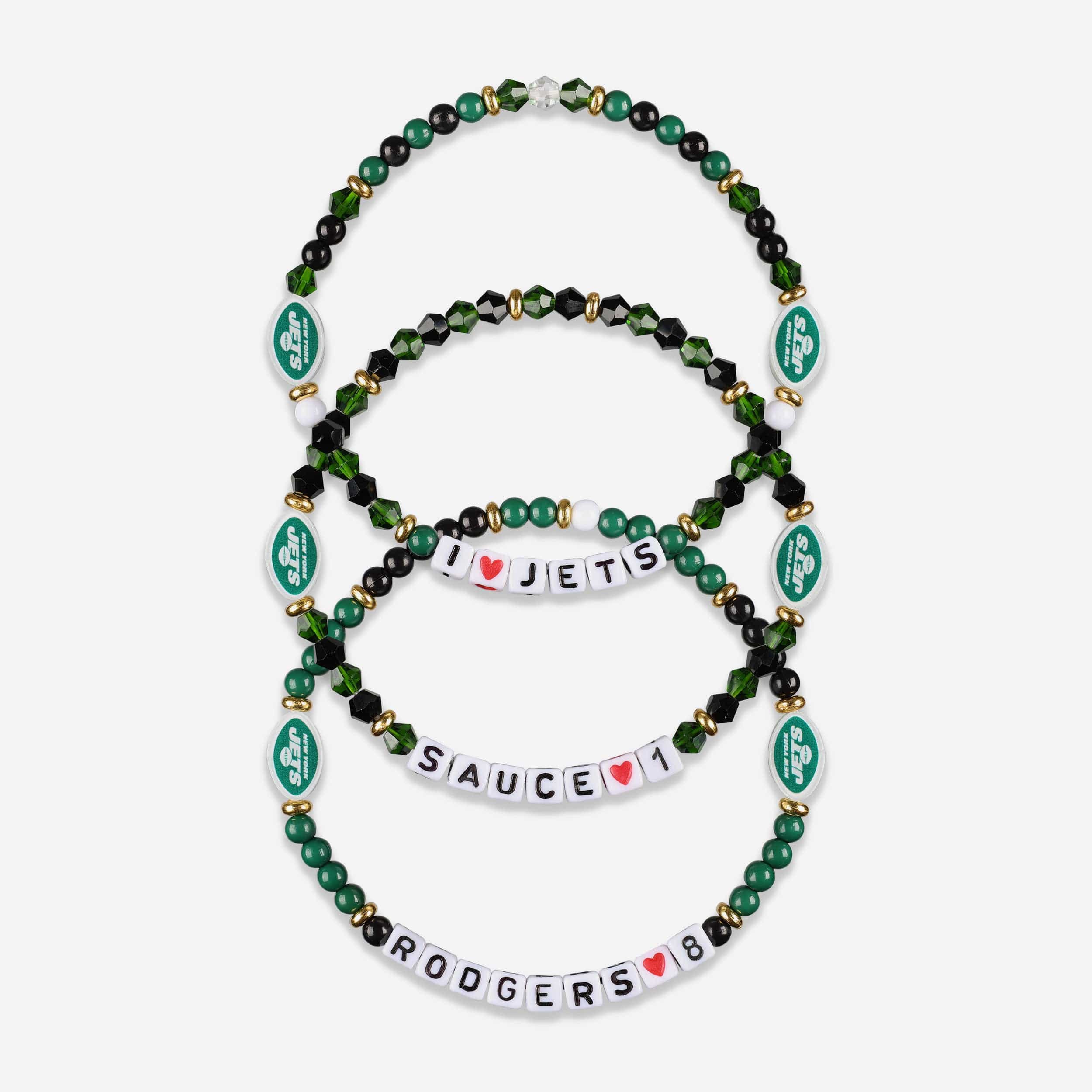 Aaron Rodgers & Sauce Gardner New York Jets 3 Pack Player Friendship Bracelet