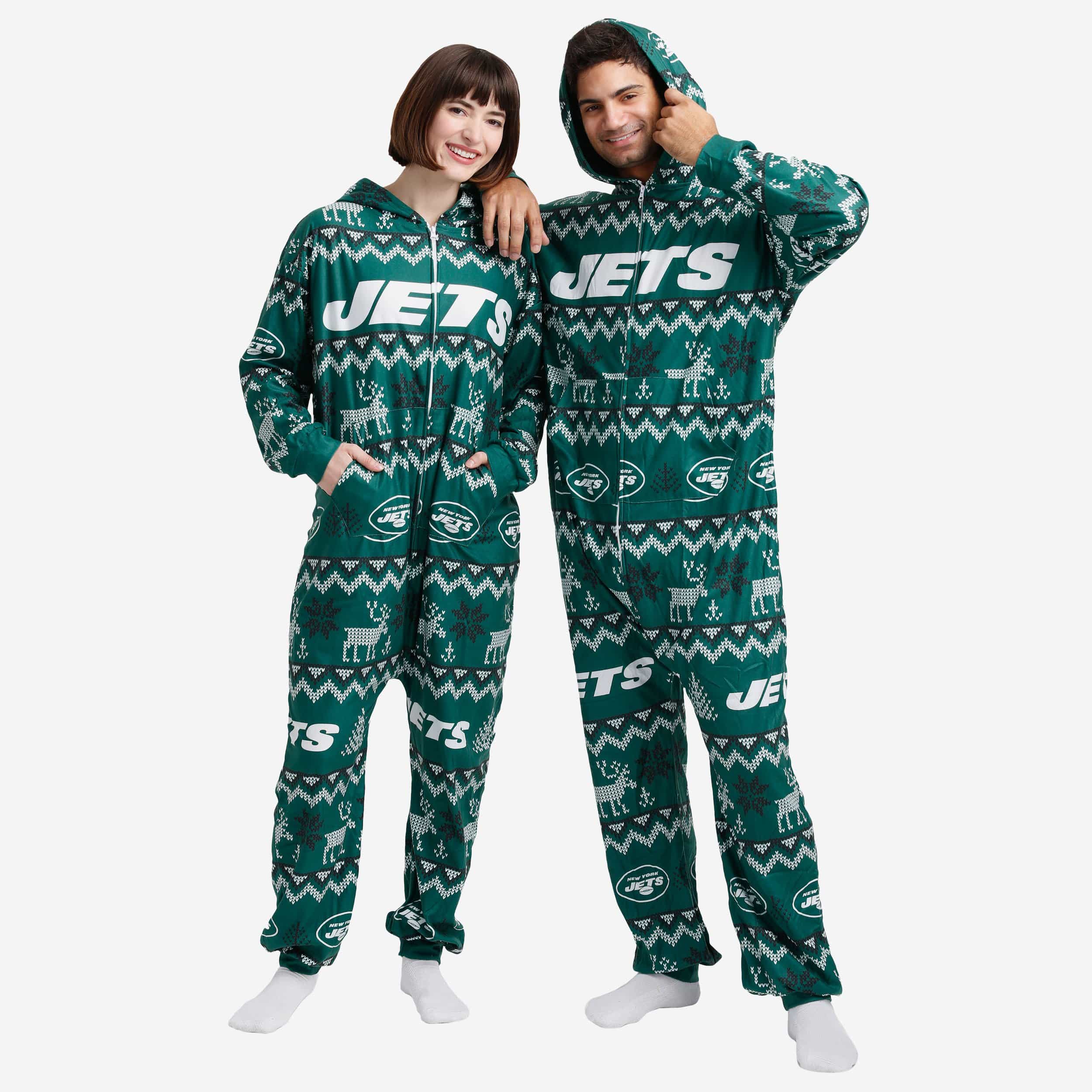 New York Jets Ugly Pattern One Piece Pajamas