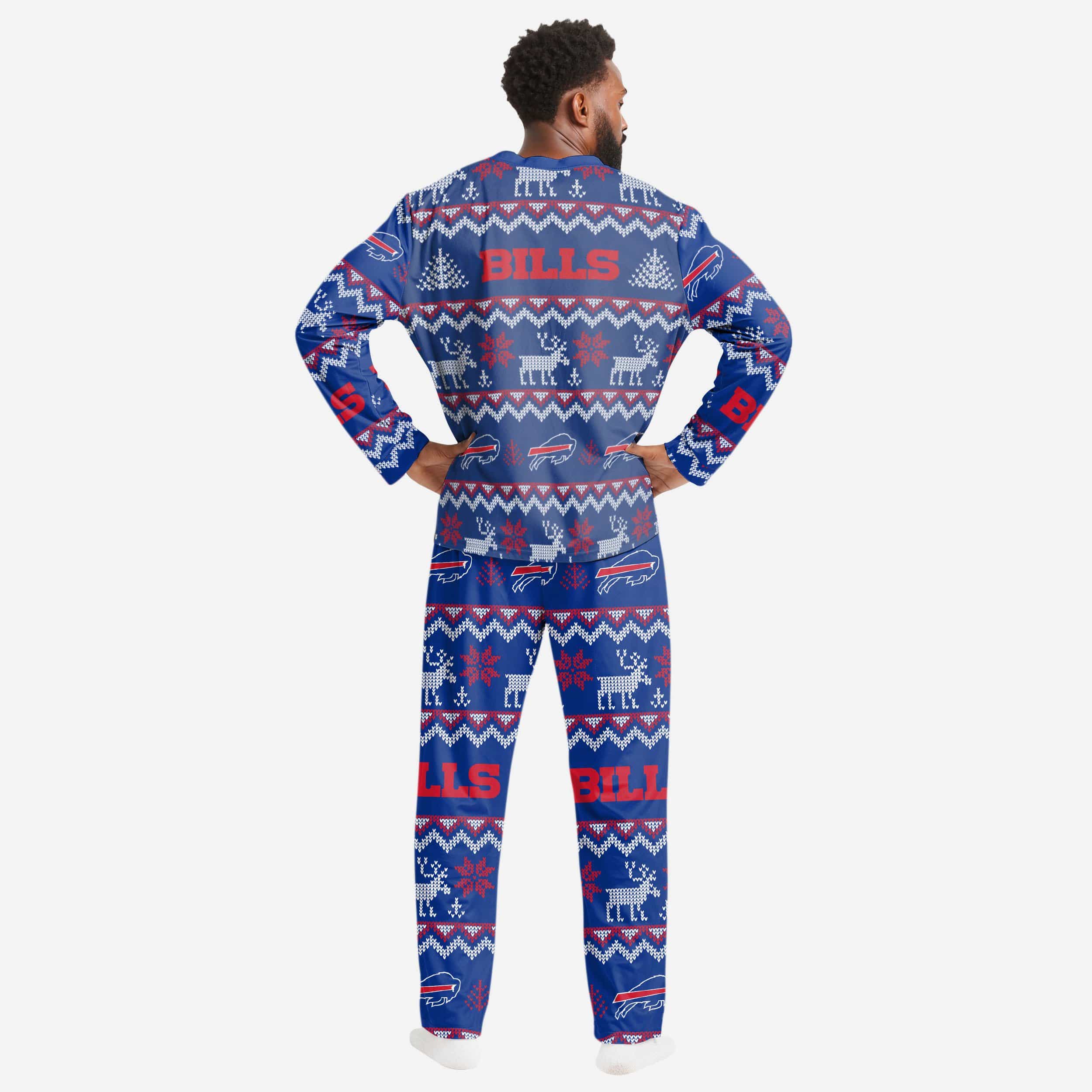 Buffalo Bills Mens Ugly Pattern Family Holiday Pajamas 2 Buffalo Bills Mens Ugly Pattern Family Holiday Pajamas