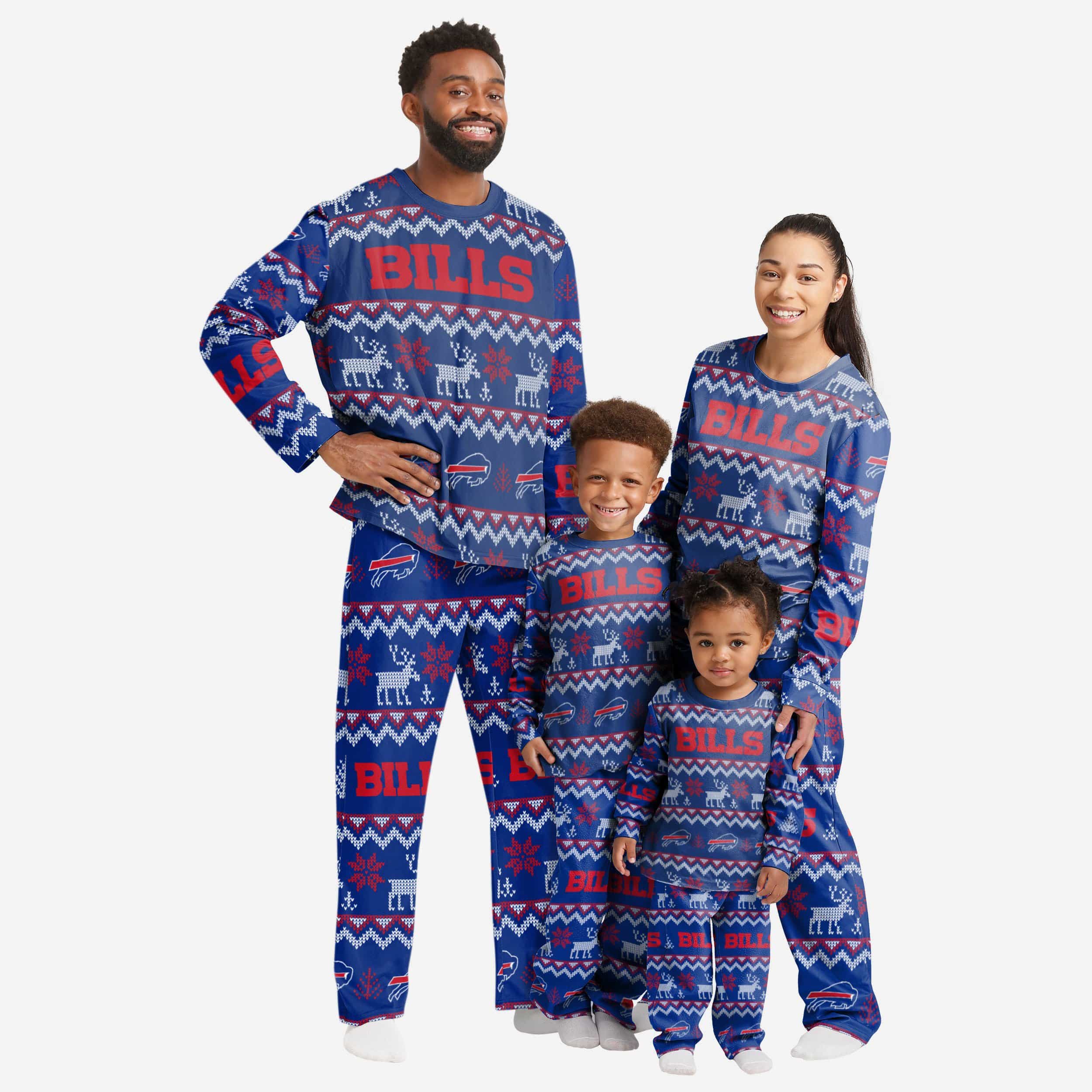 Buffalo Bills Mens Ugly Pattern Family Holiday Pajamas 3 Buffalo Bills Mens Ugly Pattern Family Holiday Pajamas