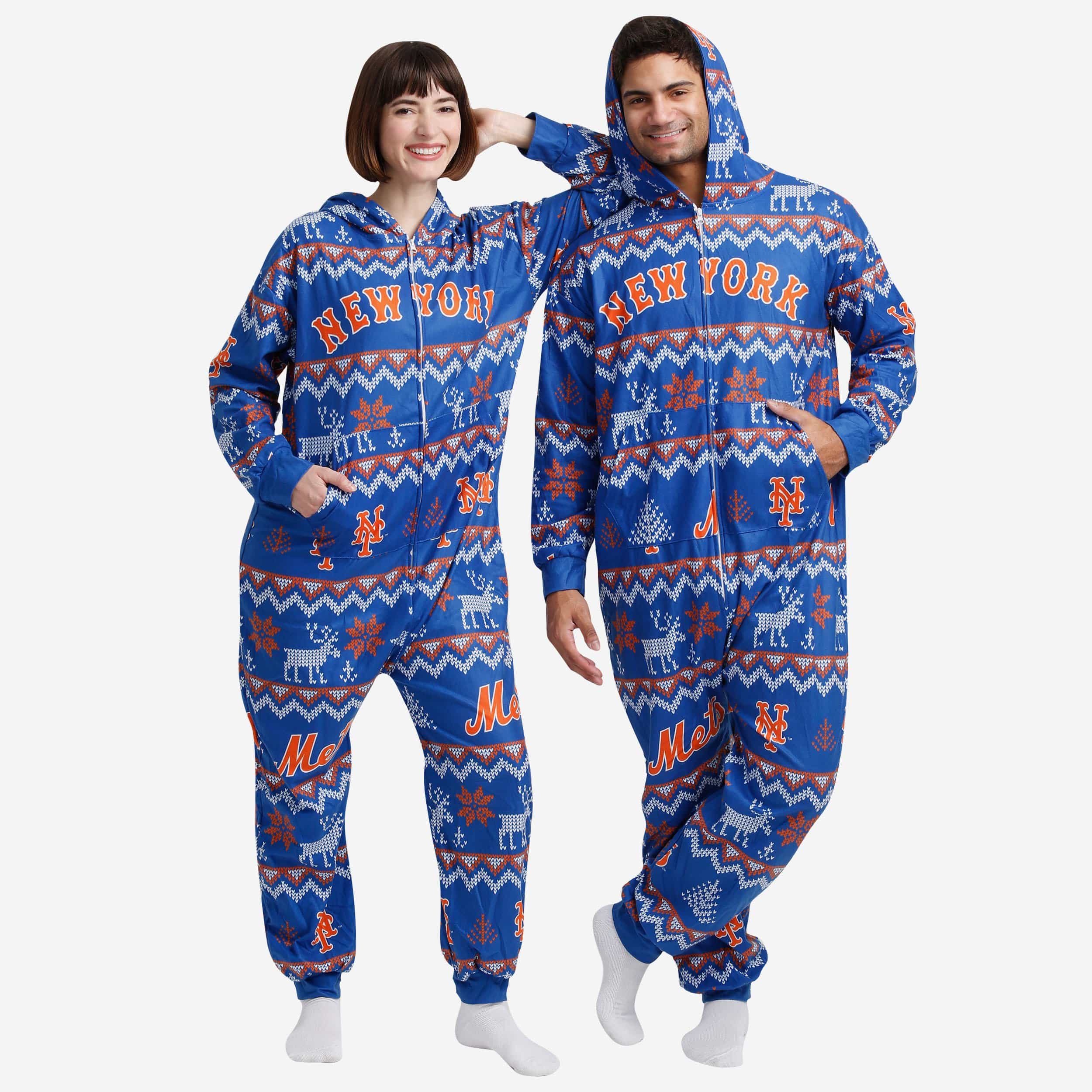 New York Mets Ugly Pattern One Piece Pajamas 1 New York Mets Ugly Pattern One Piece Pajamas