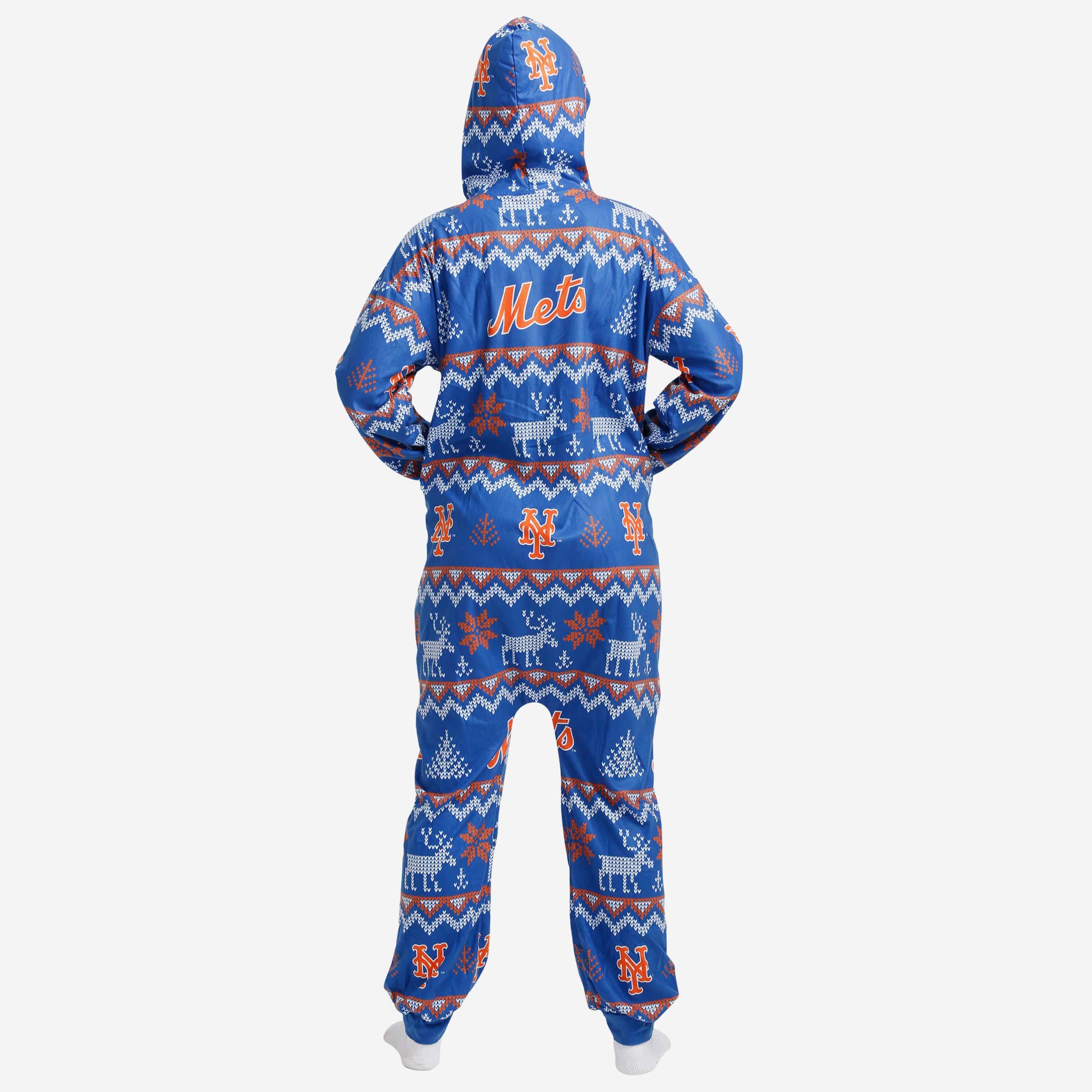 New York Mets Ugly Pattern One Piece Pajamas 2 New York Mets Ugly Pattern One Piece Pajamas
