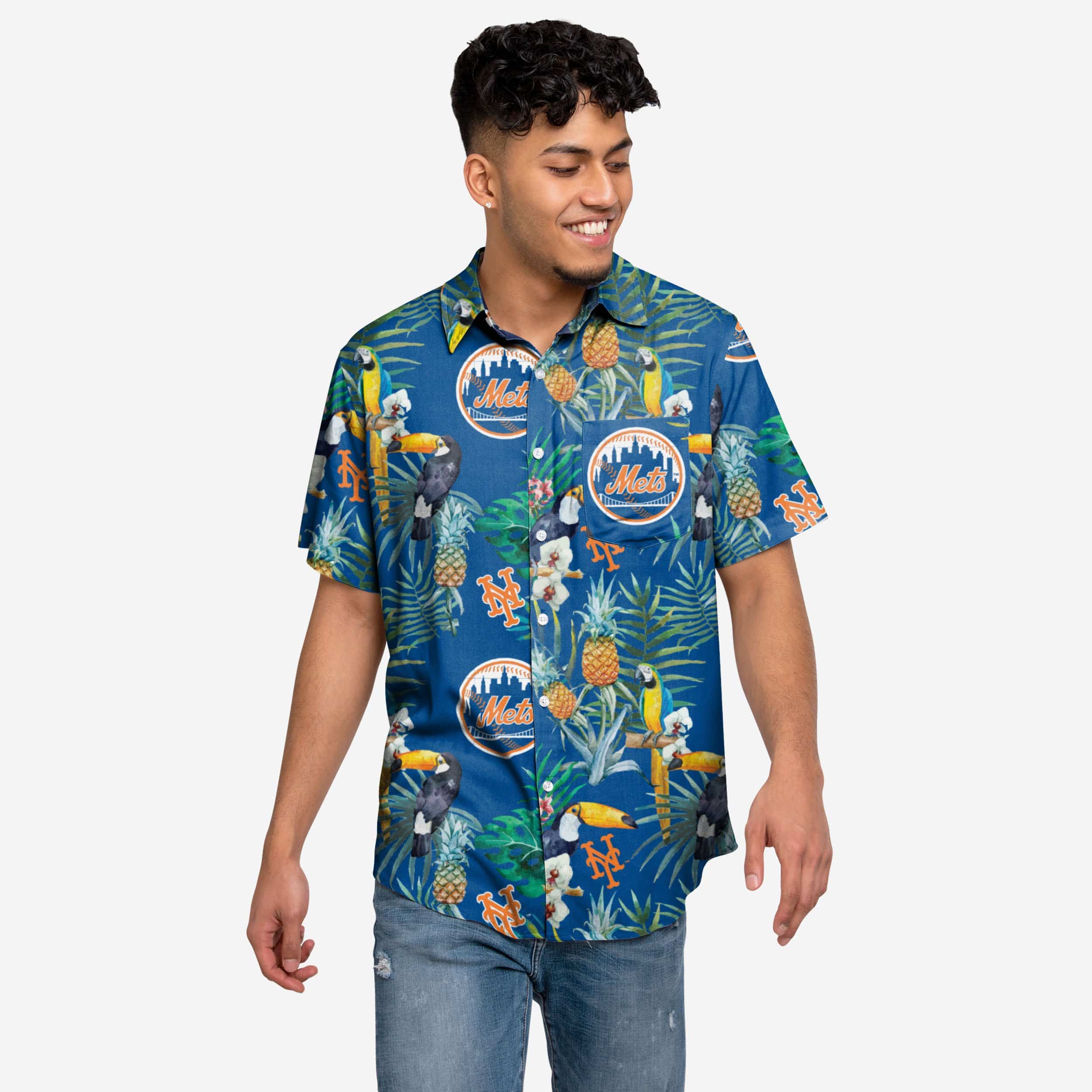 New York Mets Floral Button Up Shirt