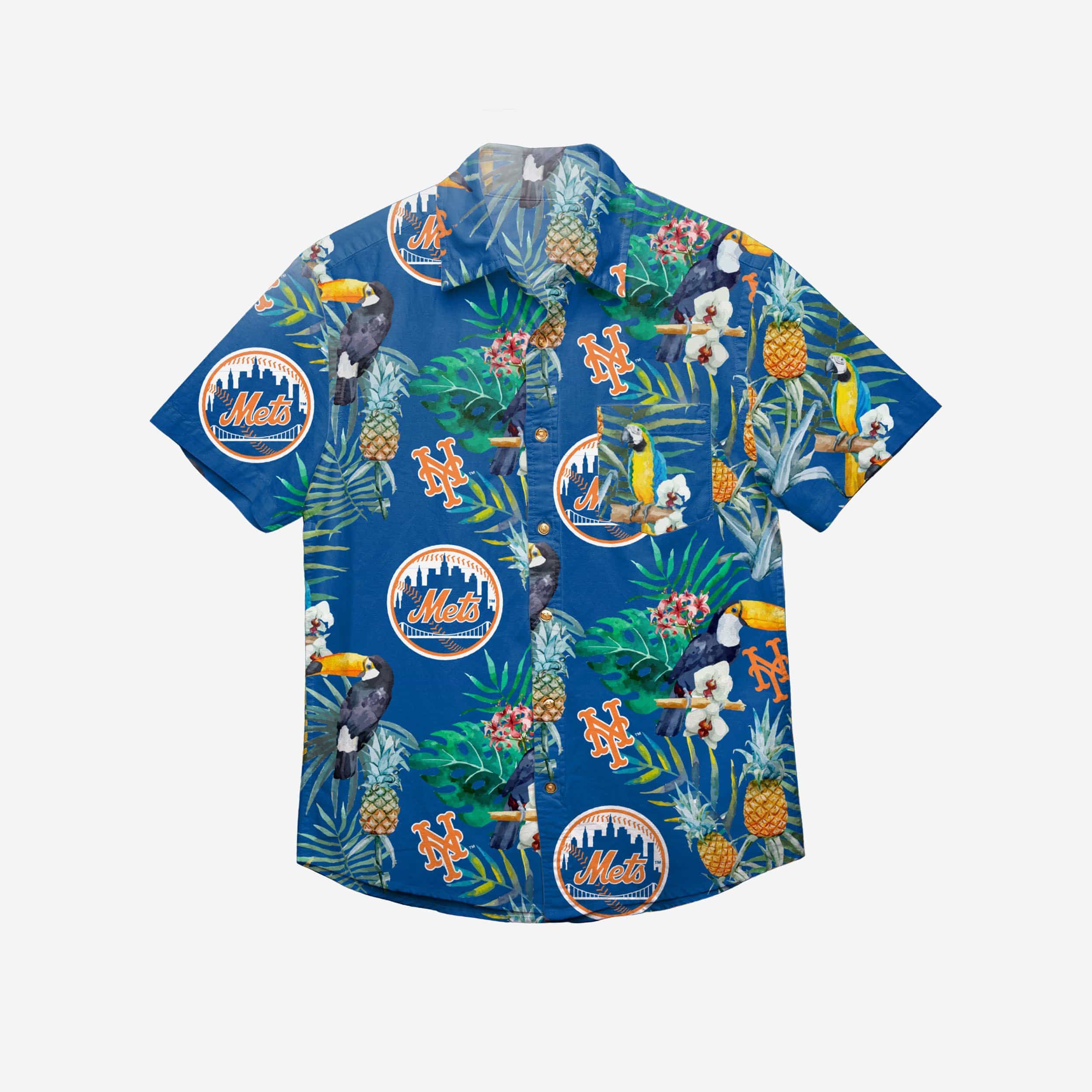 New York Mets Floral Button Up Shirt 3 New York Mets Floral Button Up Shirt